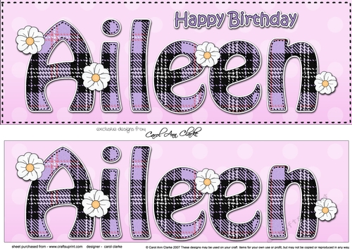 Large DL Happy Birthday AILEEN 3D decoupage