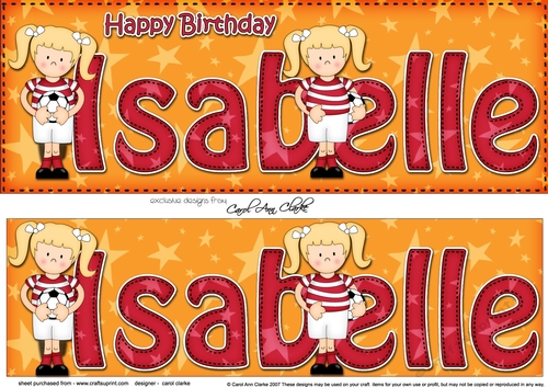 Large DL Happy Birthday ISABELLE 3D decoupage