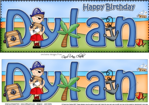 Large DL Happy Birthday DYLAN 3D decoupage