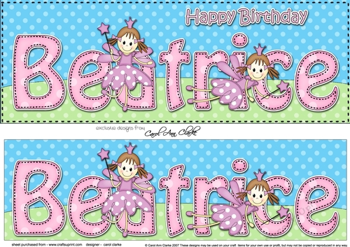 Large DL Happy Birthday BEATRICE 3D decoupage