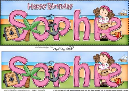 Large DL Happy Birthday SOPHIE 3D decoupage