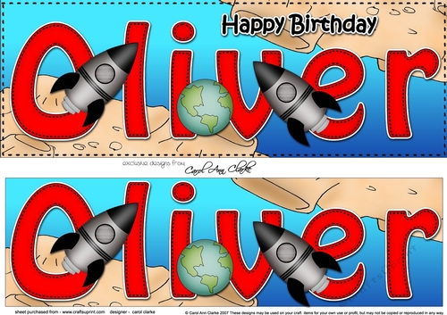 Large DL Happy Birthday OLIVER 3D decoupage