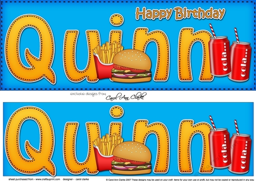 Large DL Happy Birthday QUINN 3D decoupage
