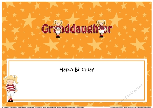 Large DL Happy Birthday GRANDDAUGHTER insert