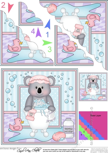 Cute Little Koala Bear Bathtub Buddies Scalloped Corner Stacker