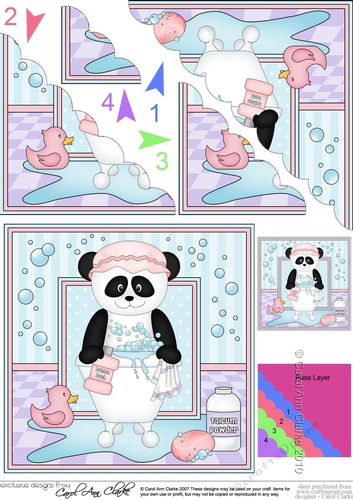 Cute Little Panda Bear Bathtub Buddies Scalloped Corner Stacker