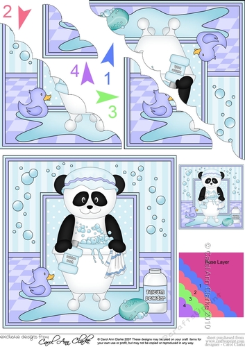 Cute Little Panda Bear Bathtub Buddies Scalloped Corner Stacker