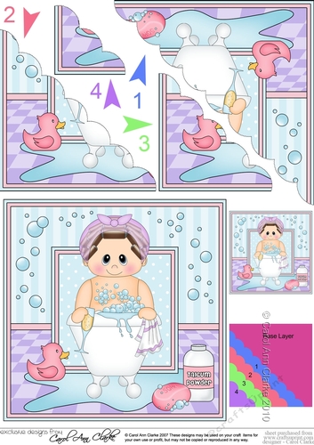 Cute Young Lady Bathtub Buddies Scalloped Corner Stacker