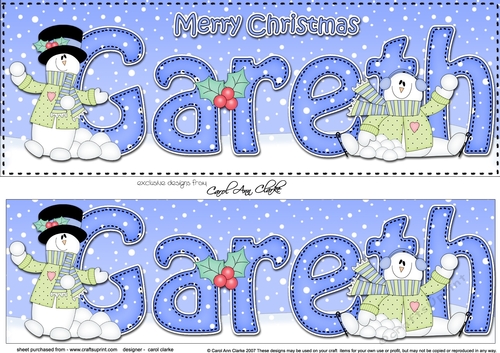 Large DL Merry Christmas GARETH 3D decoupage 