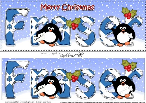 Large DL Merry Christmas FRASER 3D decoupage 