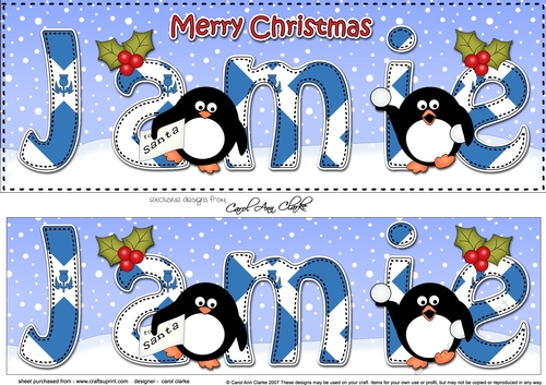 Large DL Merry Christmas JAMIE 3D decoupage
