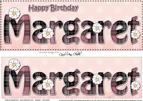 Large DL Happy Birthday MARGARET 3D decoupage
