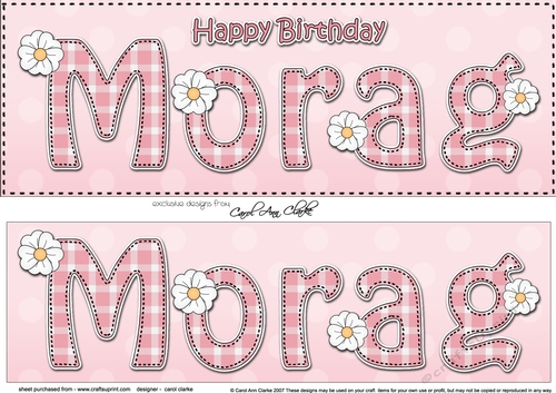 Large DL Happy Birthday MORAG 3D decoupage