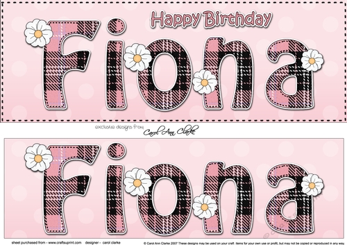 Large DL Happy Birthday FIONA 3D decoupage
