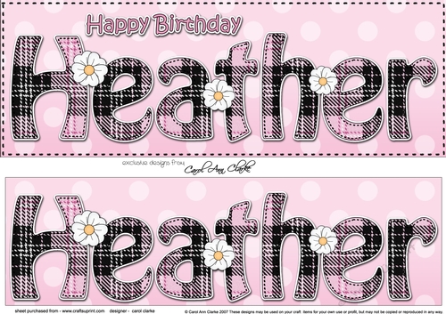 Large DL Happy Birthday HEATHER 3D decoupage