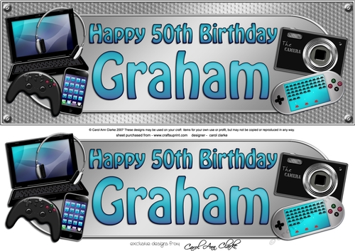 Large DL Happy 50th Birthday GRAHAM 3D decoupage