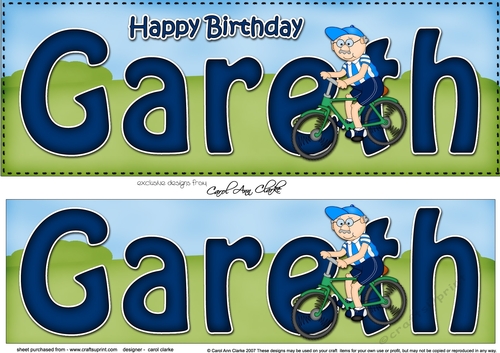 Large DL Happy 50th Birthday GARETH 3D decoupage