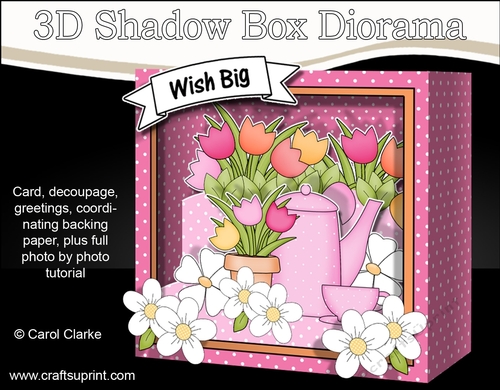 3D Floral Diorama Shadow Box Card Mini Kit  - Tulips & Tea