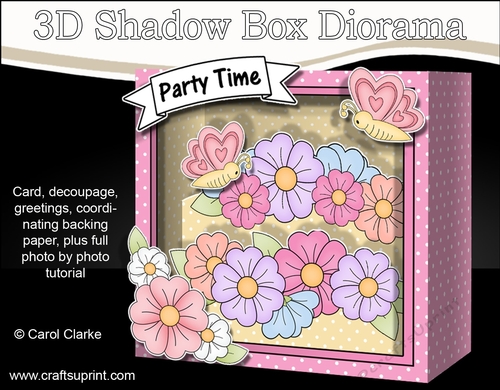 3D Floral Diorama Shadow Box Card Mini Kit  - Pretty Butterflies & Flowers