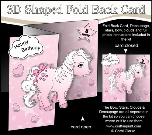 3D Shaped No-Hole Fold Back Mini Kit -   Cute Little Pony Marshmallow