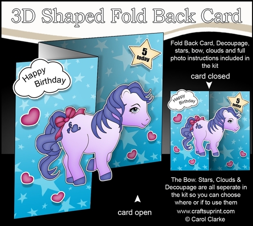 3D Shaped No-Hole Fold Back Mini Kit -   Cute Little Pony Twilight