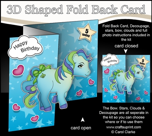 3D Shaped No-Hole Fold Back Mini Kit -   Cute Little Pony Peppermint