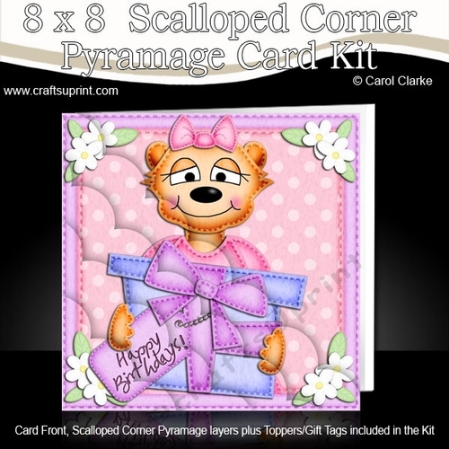 8 x 8 Mia Meerkat has a Birthday Present Scalloped Corner Kit