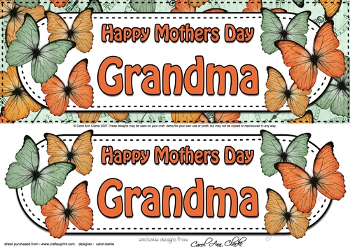 Large DL Happy Mothers Day GRANDMA Butterflies 3D decoupage