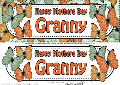 Large DL Happy Mothers Day GRANNY Butterflies 3D decoupage