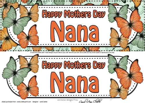 Large DL Happy Mothers Day NANA Butterflies 3D decoupage