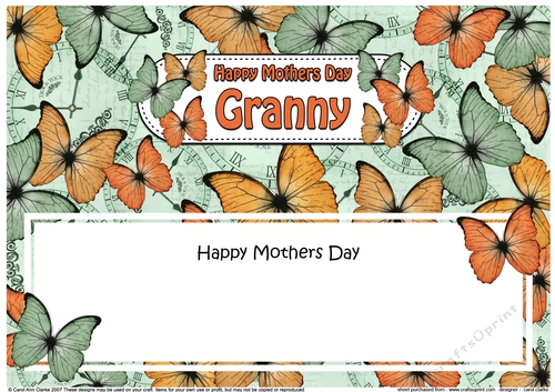 Large DL Happy Mothers Day GRANNY Butterflies matching insert
