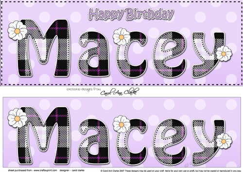 Large DL Happy Birthday MACEY 3D decoupage