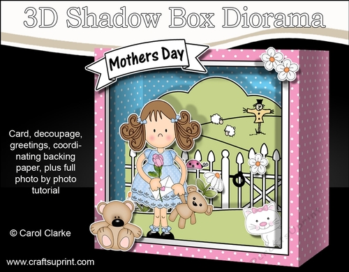 3D Cute Girlz Diorama Shadow Box Card Mini Kit  - Zoe has a Pretty Rose