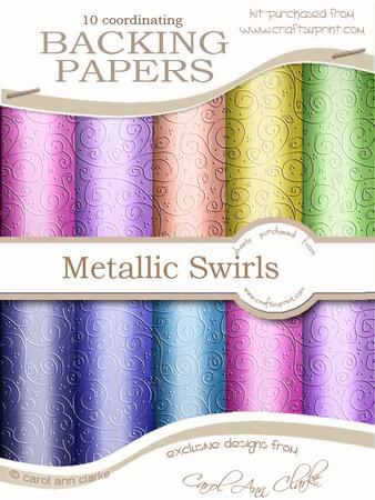 'metallic Swirls Embossed' Backing Papers Kit