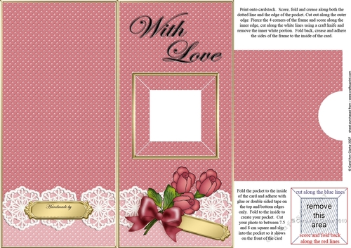 Add a Photo Card Roses & Lace with easy fold frame