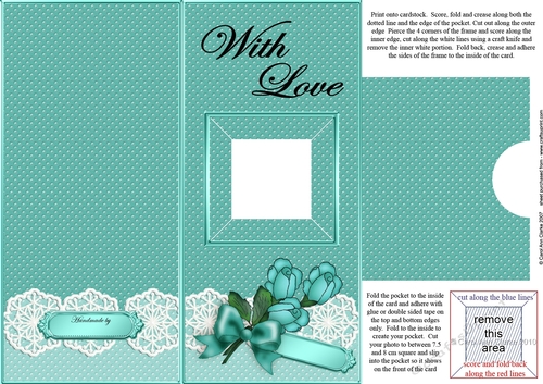 Add a Photo Card Roses & Lace with easy fold frame