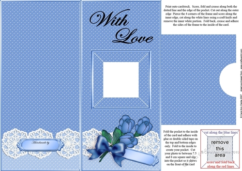 Add a Photo Card Roses & Lace with easy fold frame
