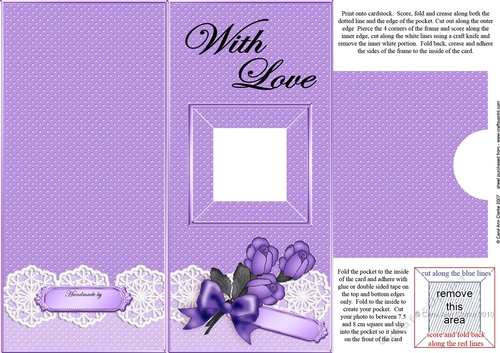 Add a Photo Card Roses & Lace with easy fold frame