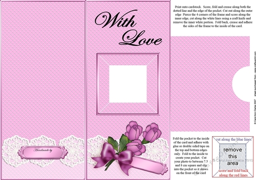 Add a Photo Card Roses & Lace with easy fold frame
