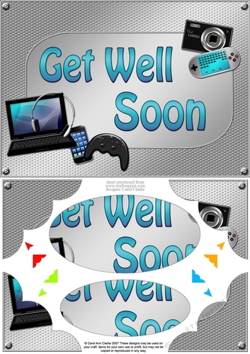 A5 GET WELL SOON Gadgets n Gizmos Scallop Corners & Pyramage