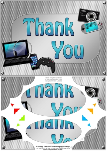 A5 THANK YOU Gadgets n Gizmos Scallop Corners & Pyramage