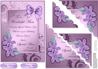 Metallic Birthday Greeting Quick Card Corner Side Stacker