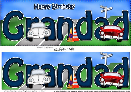 Large DL Happy Birthday GRANDAD 3D decoupage