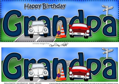 Large DL Happy Birthday GRANDPA 3D decoupage