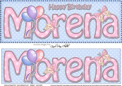 Large DL Happy Birthday MORENA 3D decoupage