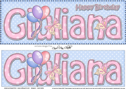 Large DL Happy Birthday GIULIANA 3D decoupage
