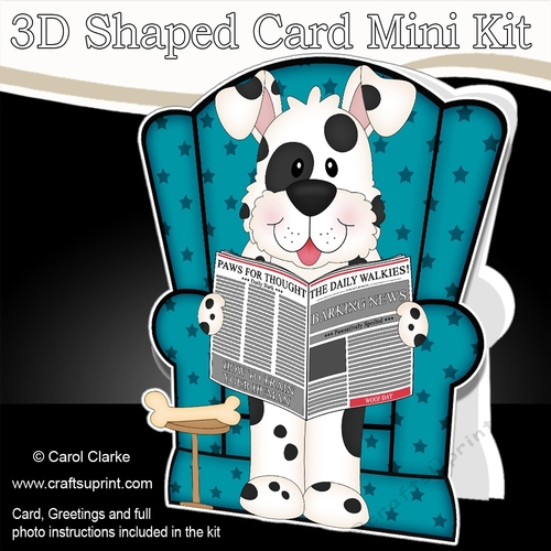 3D Shaped Card  Kit - Little Spotty Dog Spot reads the Barking Newspaper