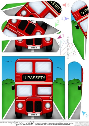 Fun Big Red Bus Congratulations You Passed Driving Test Fan Pyramage Topper