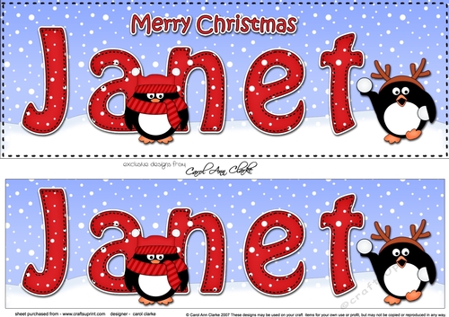Large DL Merry Christmas JANET 3D decoupage 