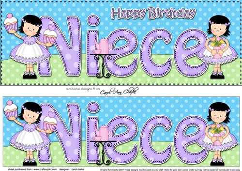 Large DL Happy Birthday NIECE 3D decoupage